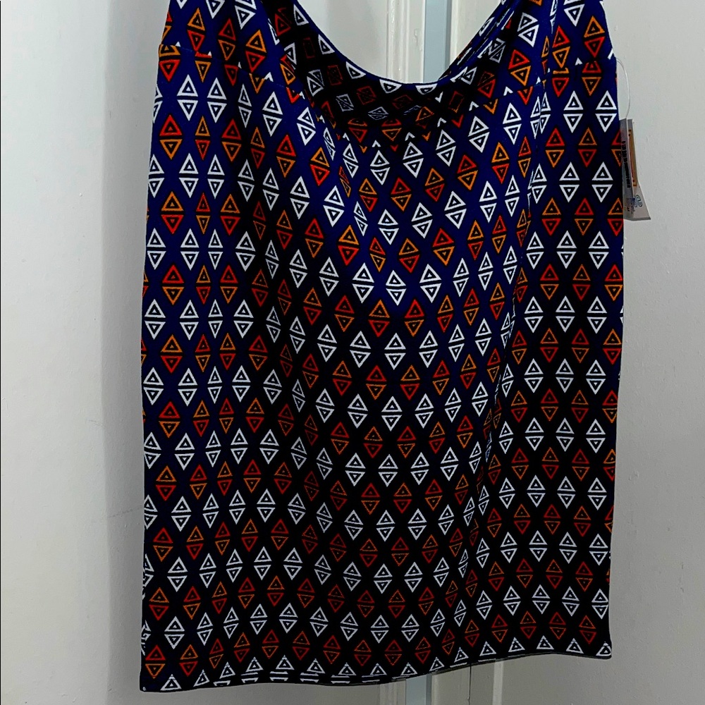 LuLaRoe Cerulean White/Orange/Blue Cassie pencil skirt